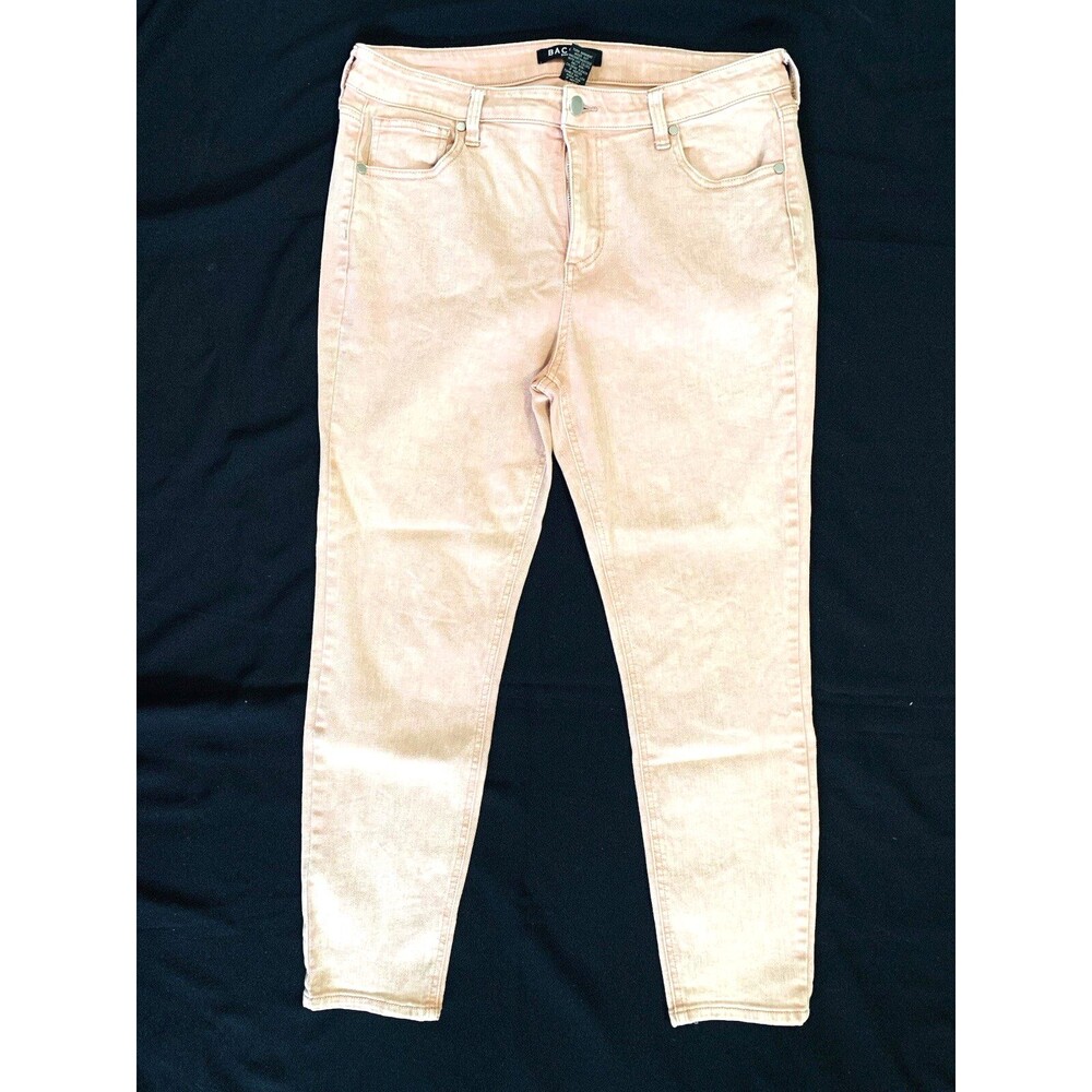 Baccini Ankle High Rise Jeans Sz 12 25.5" L Pastel Pink Peach Vintage Wash Denim
